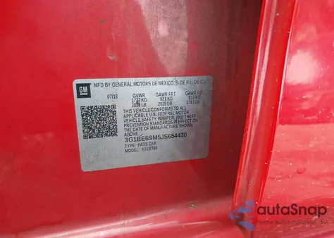 2018 Chevrolet Cruze Lt Auto from USA, damaged, VIN 3G1BE6SM5JS654430